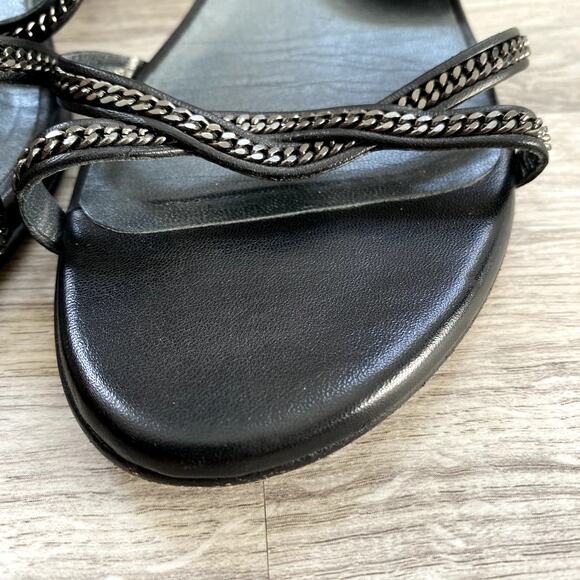 Stuart Weitzman Black Sandals with Chain straps Size 6 Block Heel - Picture 4 of 12